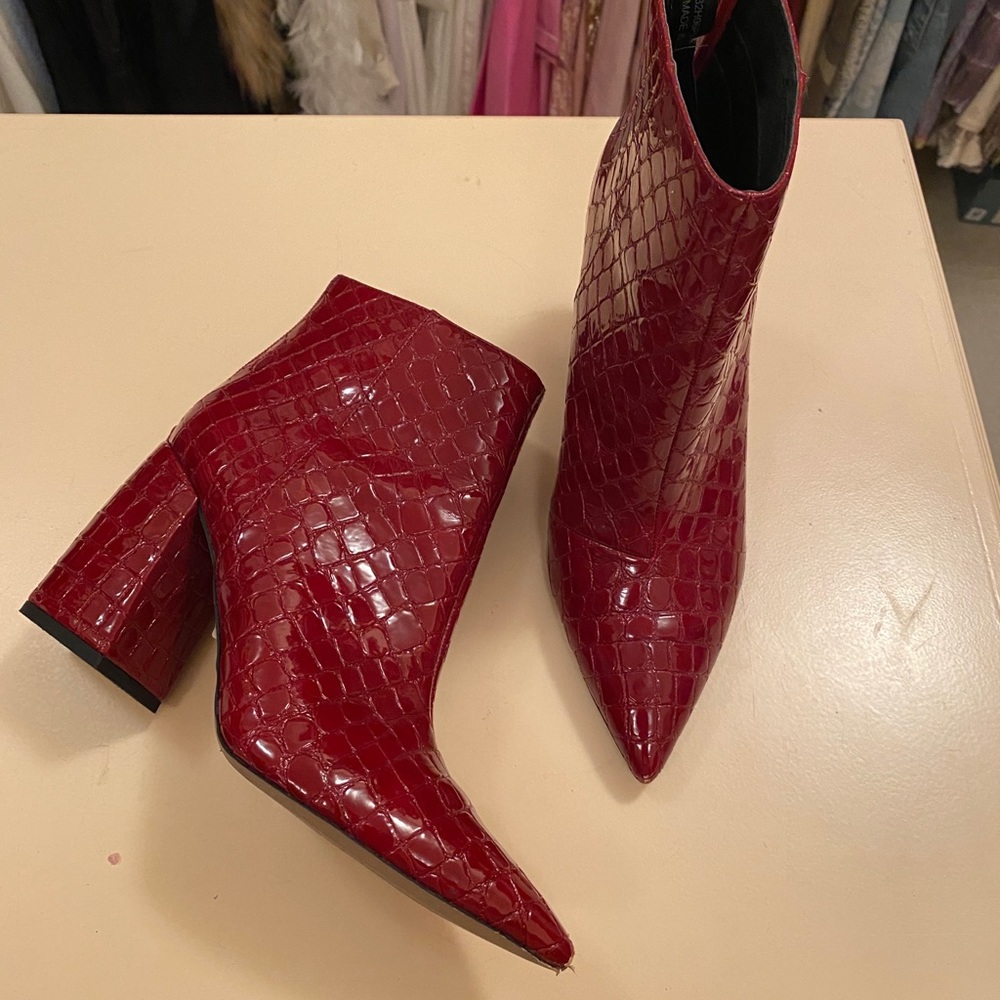 Topshop red croc booties 38